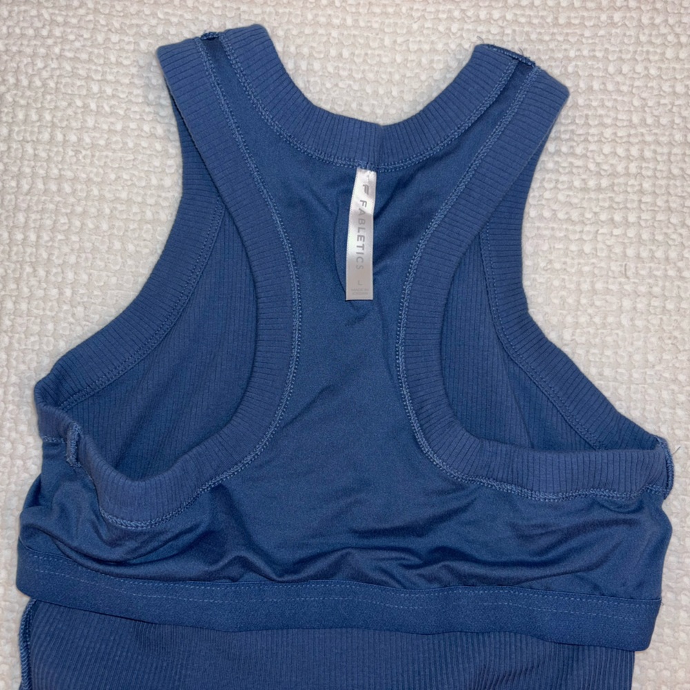 Fabletics Blue Ribbed Racerback Tank Top - Picture 10 of 12